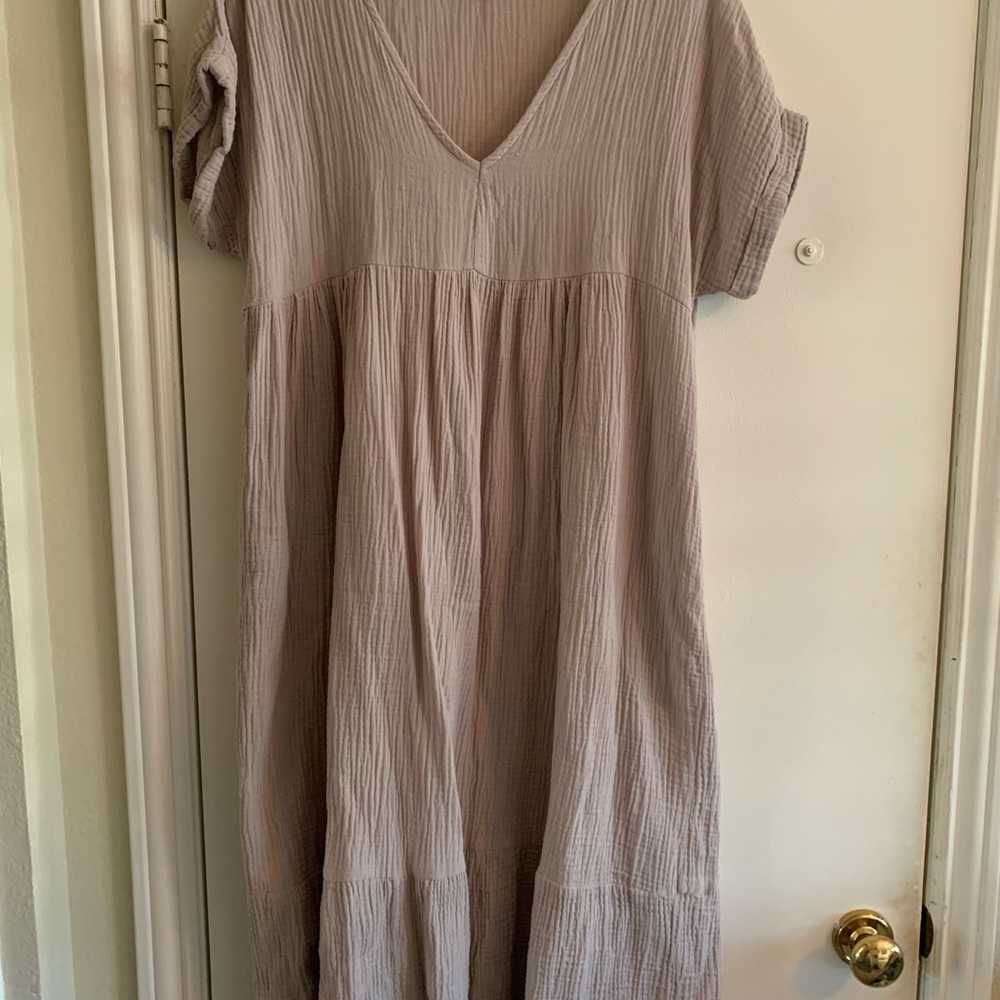 CJLA Reef Elegant V-Neck Gray Dress